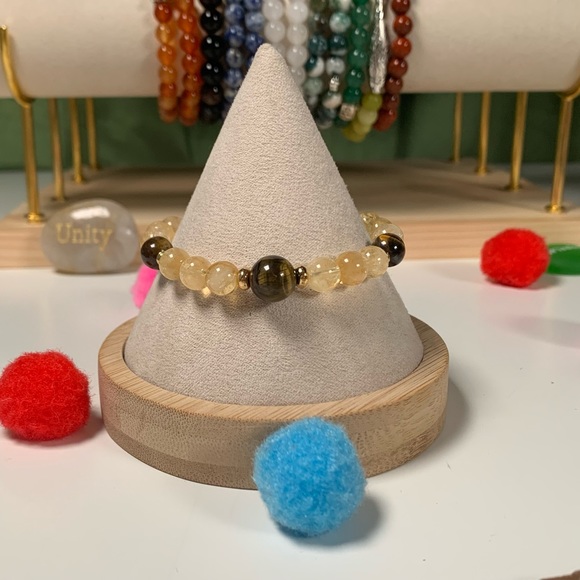 Crazy Cat Madame Jewelry Jewelry - Artisan Citrine & Tiger's Eye Stretch Beaded Bracelet